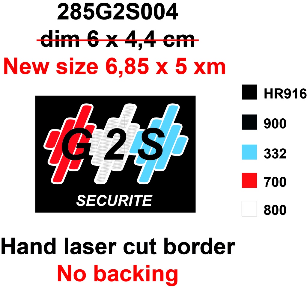 Ecusson G2S 2020 6,85 x 5 cm à coudre (Stock client)