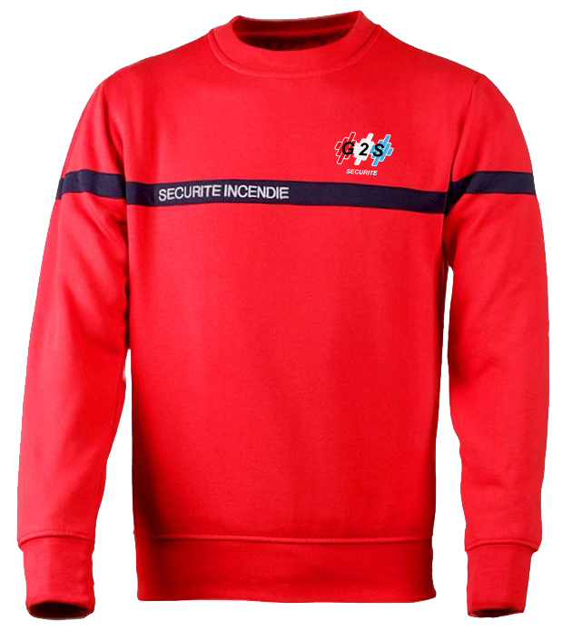 Sweat G2S SSIAP rouge bande marine SECURITE INCENDIE (Stock client)