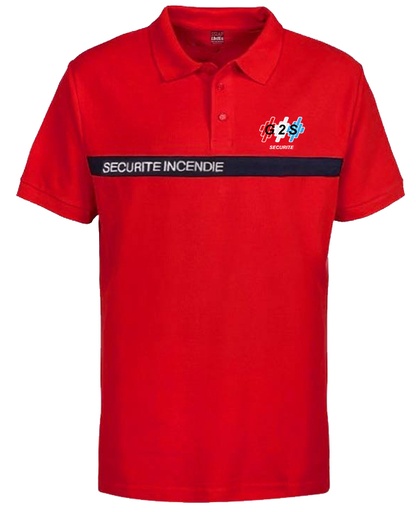 Polo SSIAP G2S rouge bande marine SECURITE INCENDIE (Stock client)