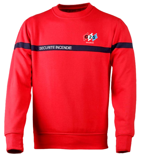 Sweat G2S SSIAP rouge bande marine SECURITE INCENDIE (Stock client)